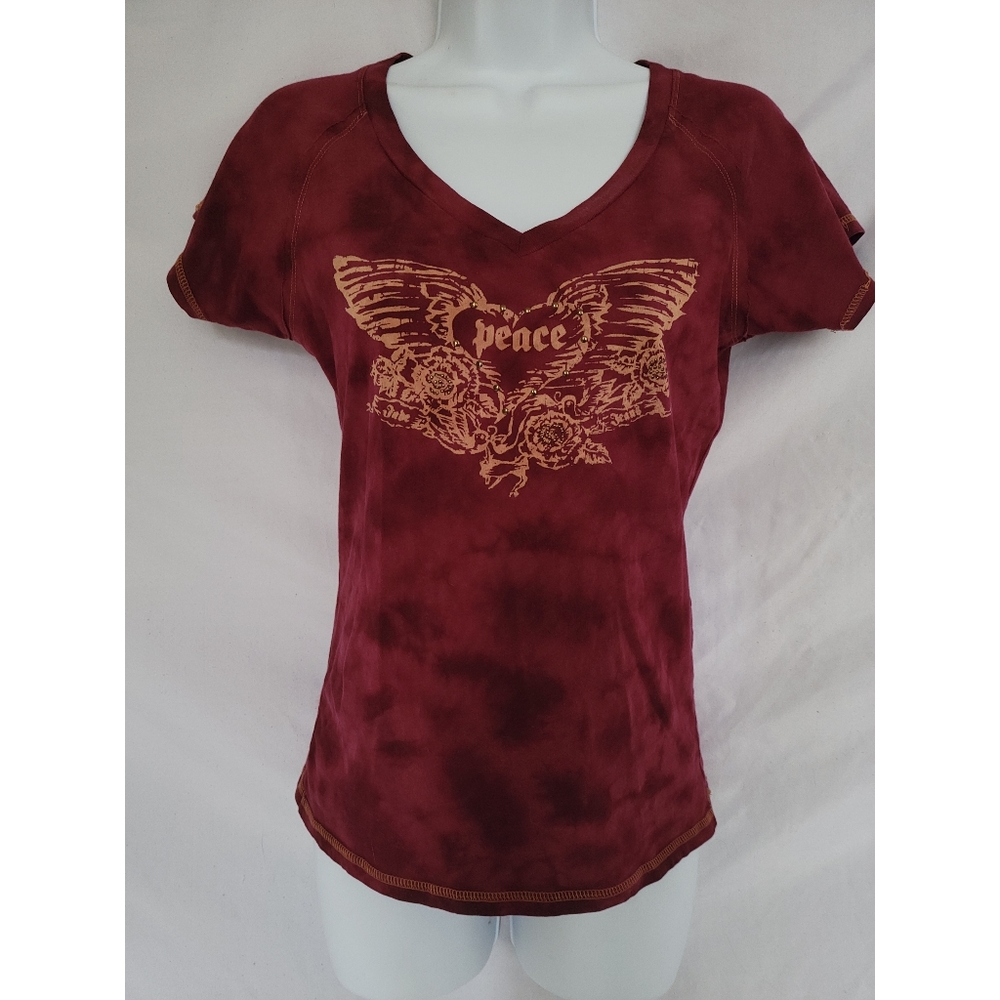 Vintage y2k 2000s Grunge Rock Aesthetic T Shirt Top Blouse V neck Short …
